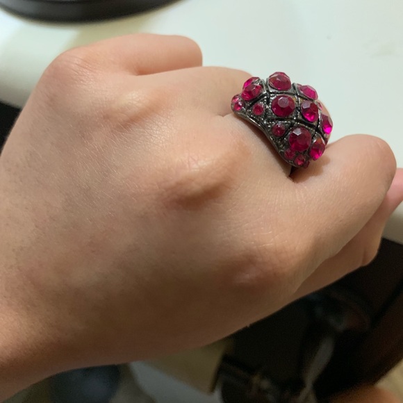 Hot Pink Rhinestone Ring - Picture 4 of 6